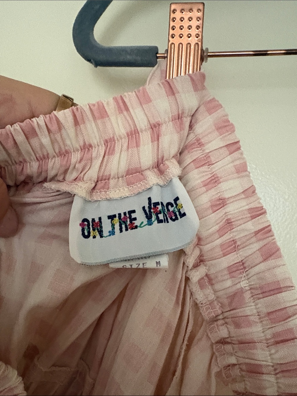 Pink Gingham Tiered Maxi Skirt with Elastic Waistband - Picture 3 of 5